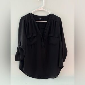 torrid Harper Women’s Black Buttoned V-Neck Roll-Tab Pocket Tunic, Size 00